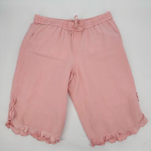 Lane Bryant Blush Pink Frill Ruffled Hem Capri Cropped Pants Womens Plus 18/20 - Picture 3 of 8
